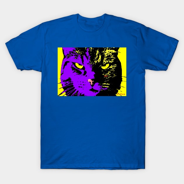 ANGRY CAT POP ART - VIOLET YELLOW BLACK T-Shirt by NYWA-ART-PROJECT